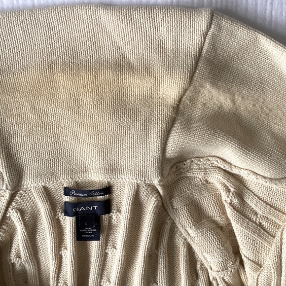 GANT Chunky Shawl Collar Cable Knit Cotton Cardigan - Picture 5 of 7